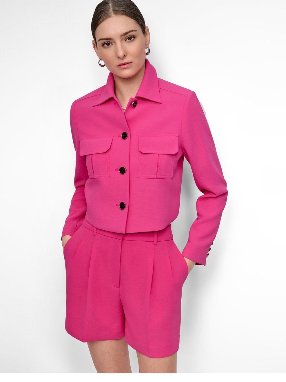 DKNY Hot Pink Two-Piece Jacket and Shorts Set